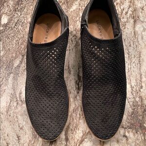Lucky Brand Black Perforated Ankle Booties with Side Zip